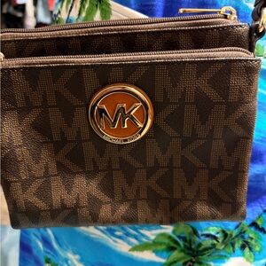 Michael Kors Brown Crossbody Bag with Gold Logo